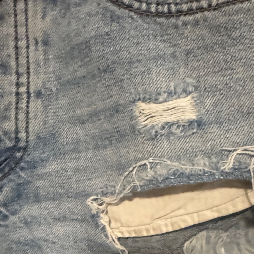 Free People Light Blue Frayed Jean Shorts - Picture 3 of 4